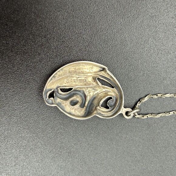 Vintage Estate 925 Sterling Silver Calla Lily Ornate Necklace & Clip on Earrings - Picture 8 of 15